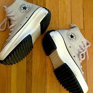 Converse Run Star Hike Cozy Club Gray Faux Leather with Light Pink Fur RARE